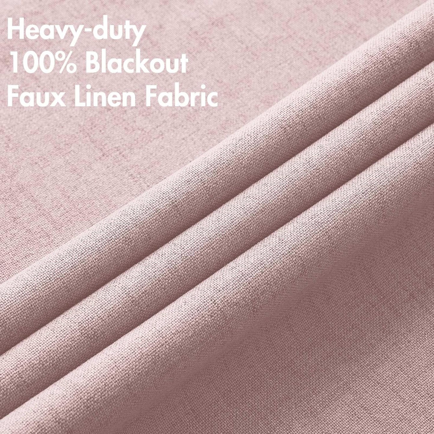 MIULEE Linen Texture 90 Inches Curtains for Bedroom 100% Blackout Thermal Insulated Pink Curtains Grommet Room Darkening Curtains/Draperies for Living Room Nursery 52x90 Inch (2 Panels)