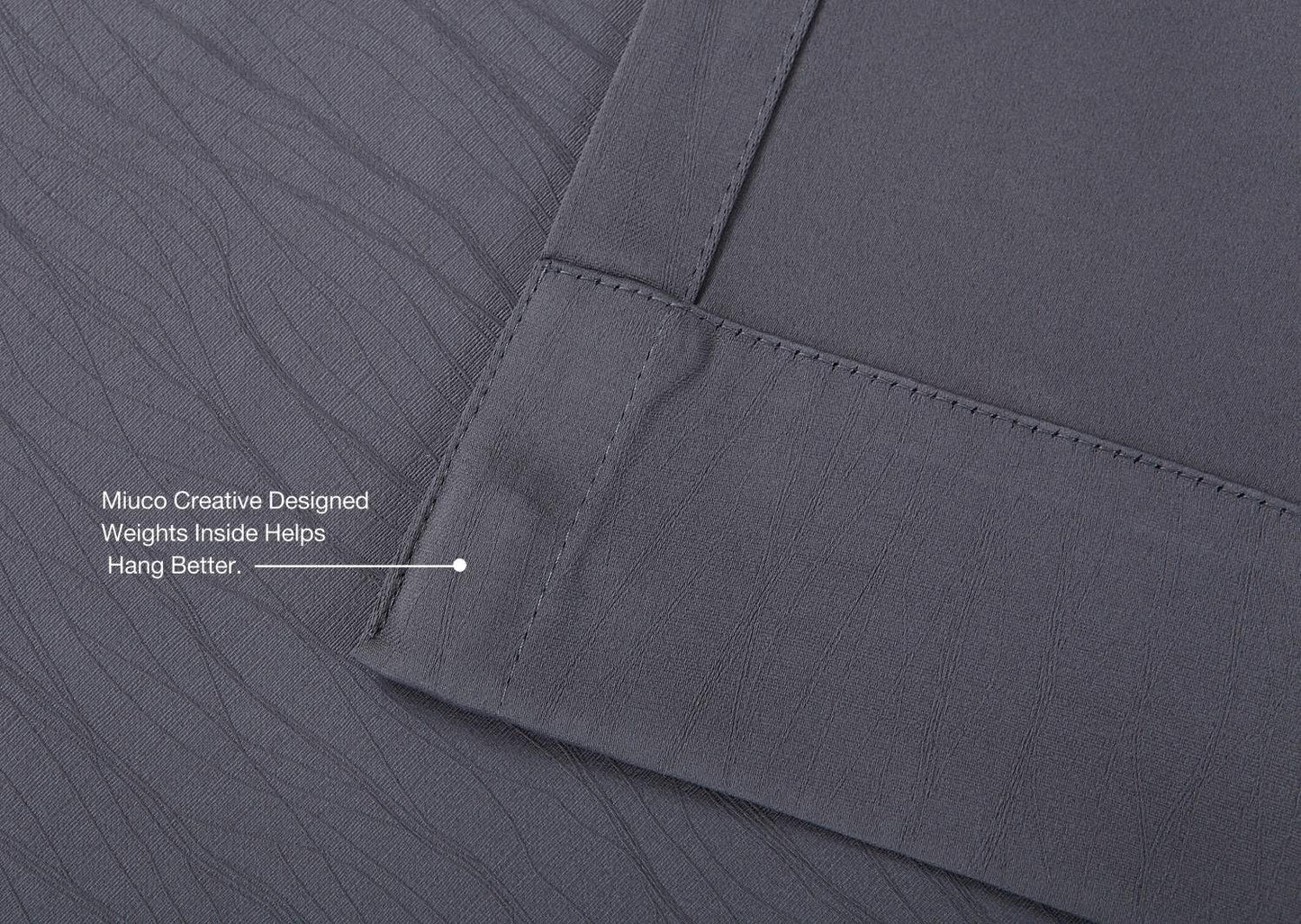 MIUCO Blackout Curtains Room Darkening Textured Grommet Window Curtains for Living Room 2 Panels 52x84 Inch Dark Grey