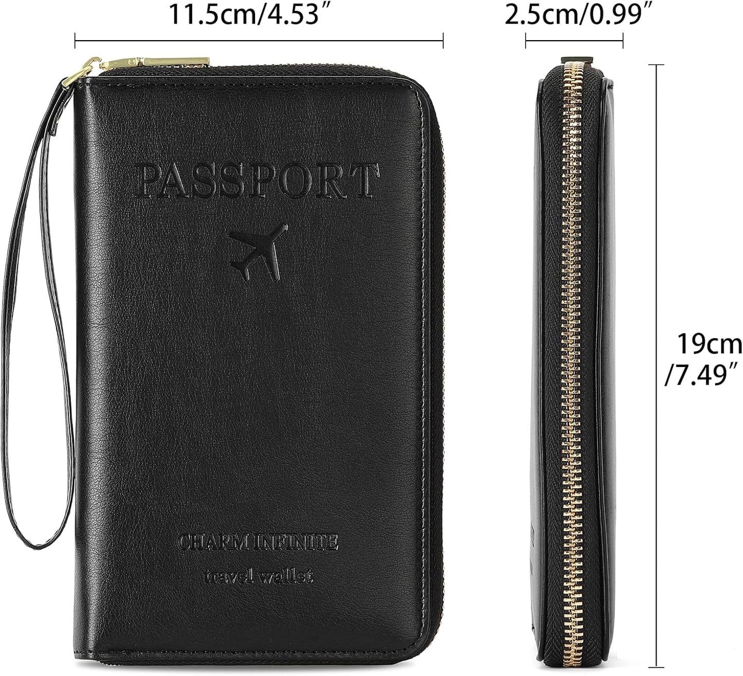 Leather RFID Blocking Passport Holder Travel Wallet, Passport Cover/Travel Wallet for Women/Men with