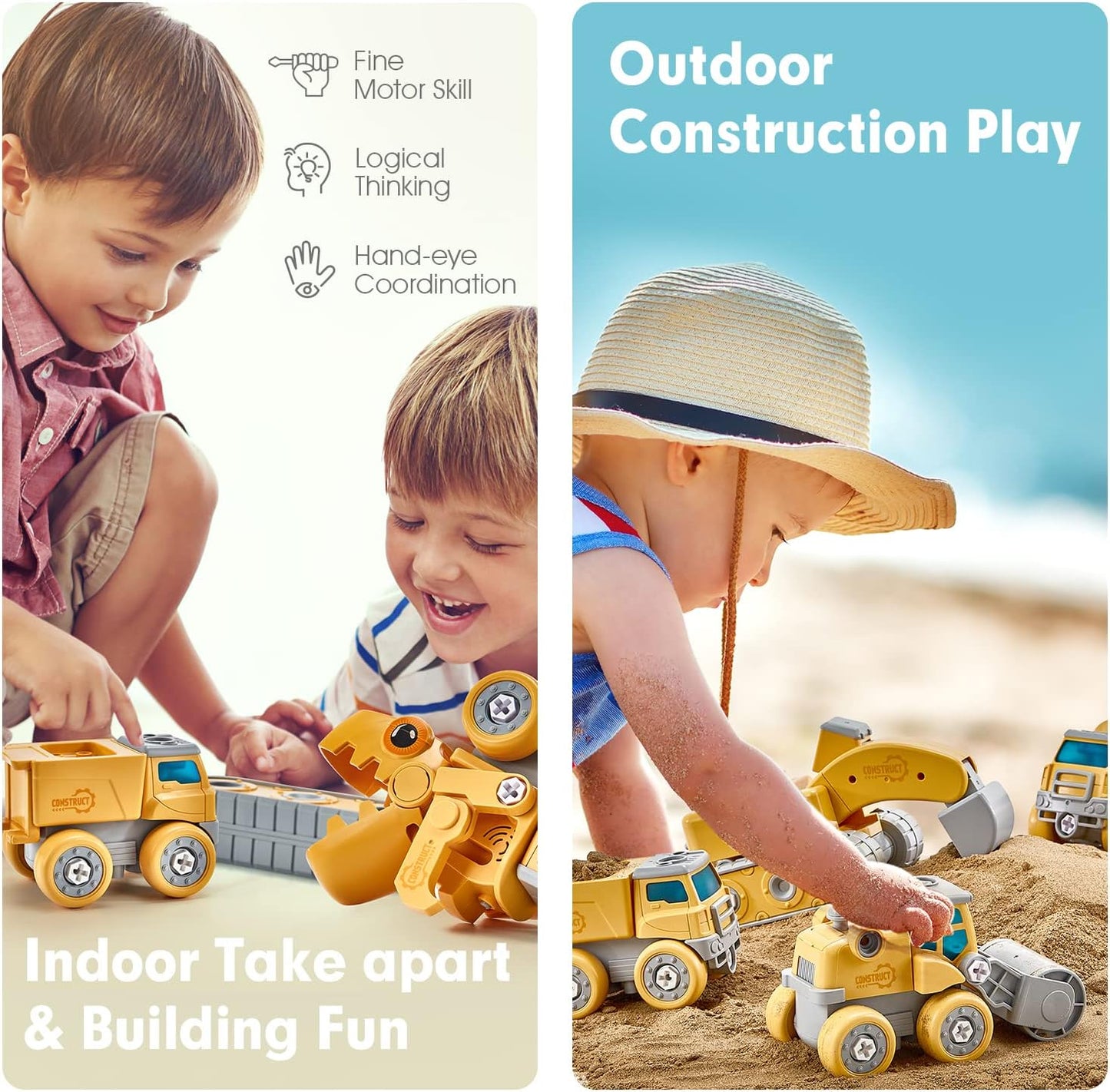 hahaland Toys for 5+ Year Old Boys - Take Apart Dinosaur Kids Toys Construction Vehicles 5 in 1 Transform into Dinosaur Robot STEM Building Toy for 5 6 7 8 Year Old Boys