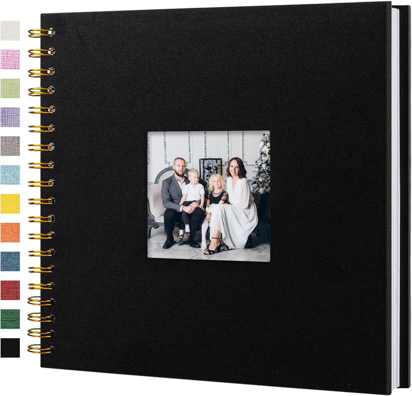 Scrapbook Photo Album Linen Cover, 10 x 10 Inch Hardcover Kraft White Pages Memory Book, for Travel Wedding Guest Book Christmas Baby Shower (20 Sheets/ 40 Pages,Black)