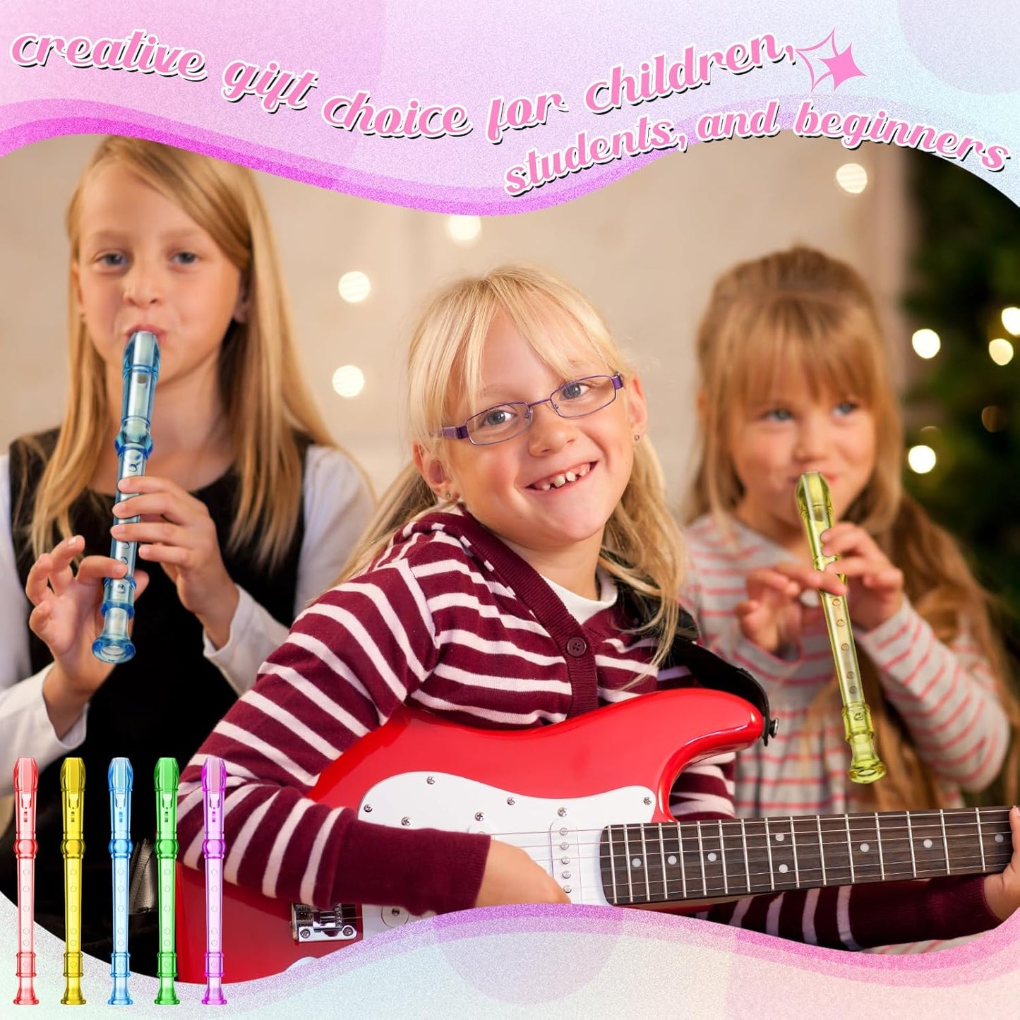 100 Pieces Mini Translucent Soprano Recorder Plastic 6 Hole Soprano Descant for Kids Bulk Baroque Style Musical Recorders Bulk for Beginners Kids Flute