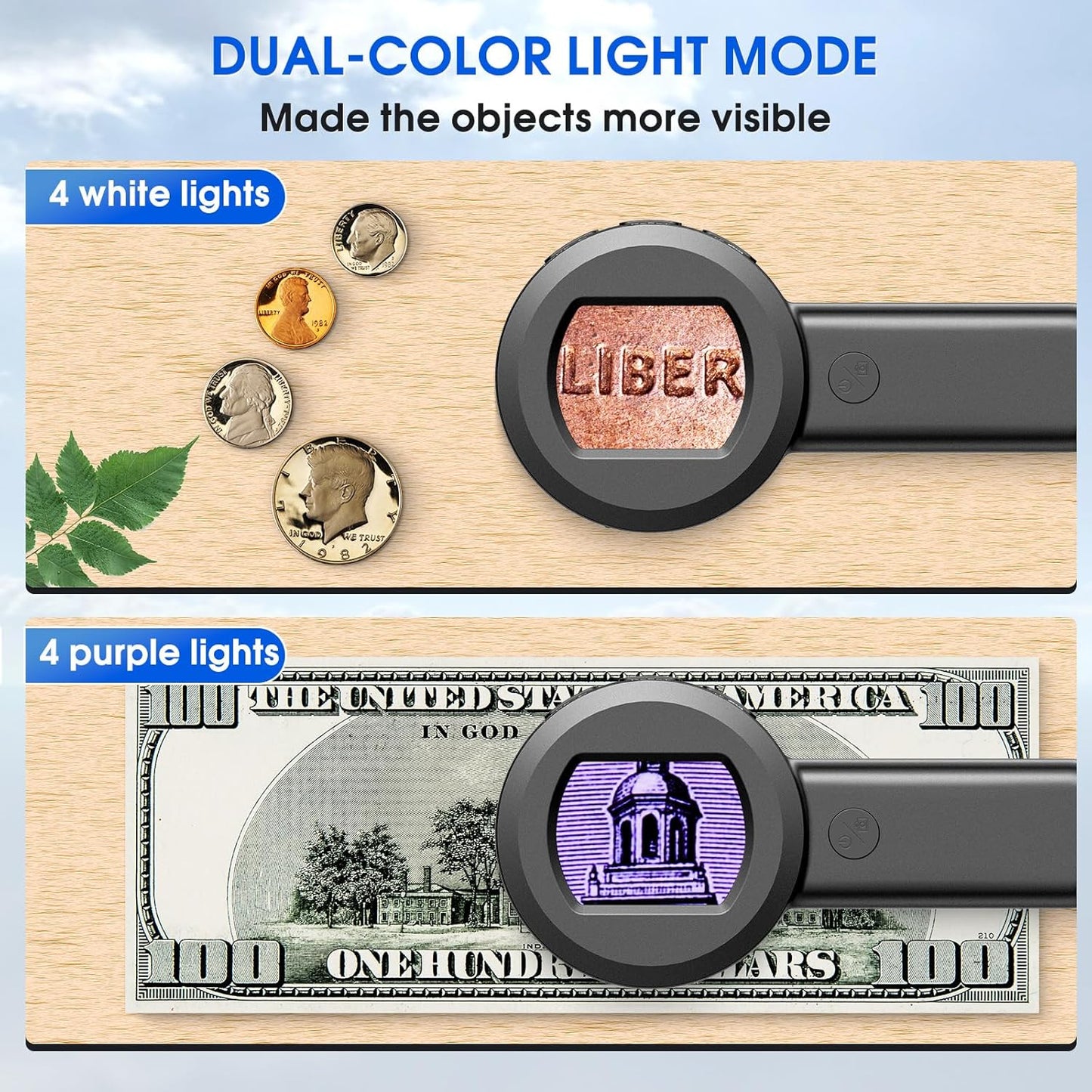 Pocket Digital Microscope for Adults Kids: 100X Handheld Magnifying Glass with Light, USB Coin Magnifier for Collector, Portable Jewelers Loupe with 2" Screen, Mini Scope for Trichome