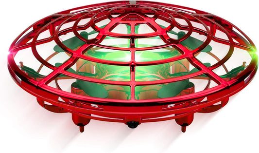 Force1 Scoot Hand Operated Drone for Kids or Adults - Hands Free Motion Sensor Mini Drones, Easy LED Indoor Rechargeable UFO Toy Flying Orb Ball Drone Toys for Boys and Girls (Red)