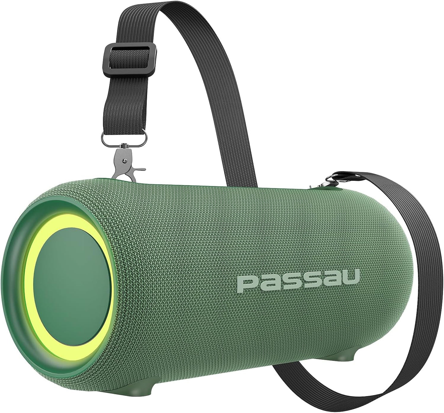 Passau Portable Bluetooth Speakers 40W Peak Loud Stereo Sound, Passive Radiators-Deep Bass, All Day Playtime, Adjustable Strap, BT5.3, IPX5 Wireless Speaker RGB Lights for Indoor Outdoor-Green