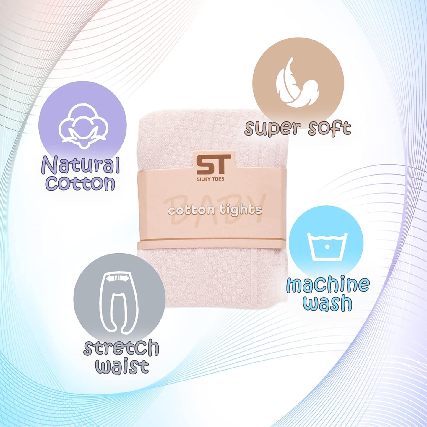 Silky Toes Luxurious Cotton Tights for Baby Girls 1 Pk Cable Knit Winter Footed Leggings