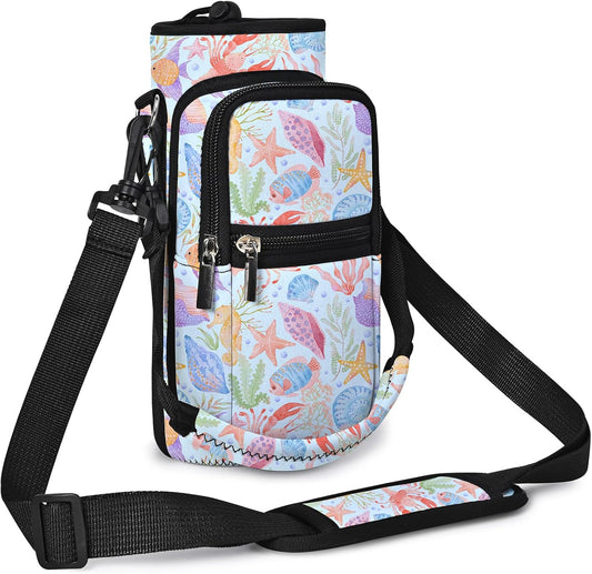 icolor Water Bottle Carrier Bag with Strap 25/32/40 oz Crossbody Bottle Holder with Phone Pocket Sling Sleeve Insulated Neoprene Water Bottle Pouch for Walking Travelling