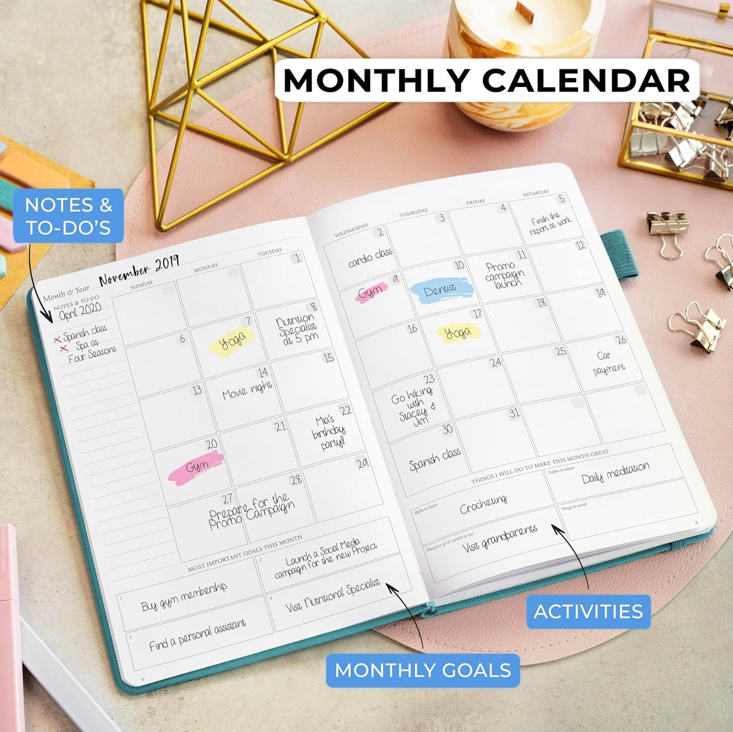 Legend Planner Daily for 3 Months – Undated Monthly Weekly & Daily Planner to Hit Goals. Organizer & Productivity Journal, A5 (Viridian Green)
