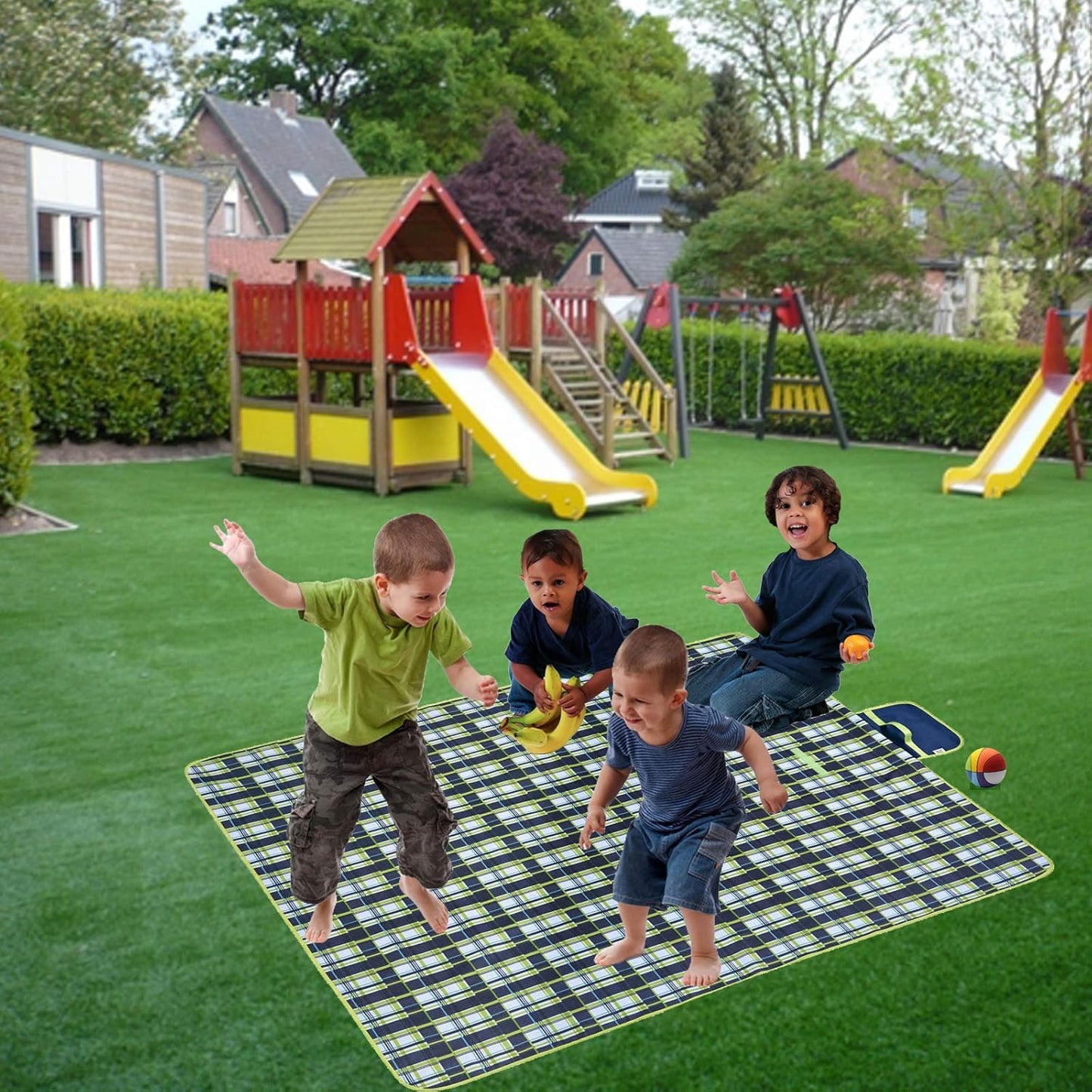 Picnic Blanket Beach Mat Extra Large Sandproof Waterproof Camping Blanket Portable Travel Blanket Play Mat for Outdoor Indoor Family Women Men Kids Beach BBQ Park Grass, 79"x57"