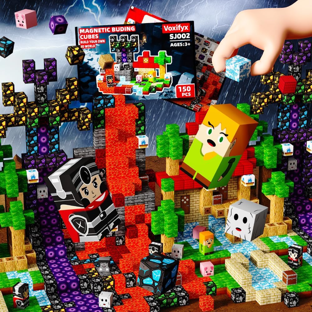 150Pcs Magnetic Building Blocks Set, Kids Sensory Toy for Toddlers STEM Learning, Construction Magnet Blocks Stacking Toy for Kids