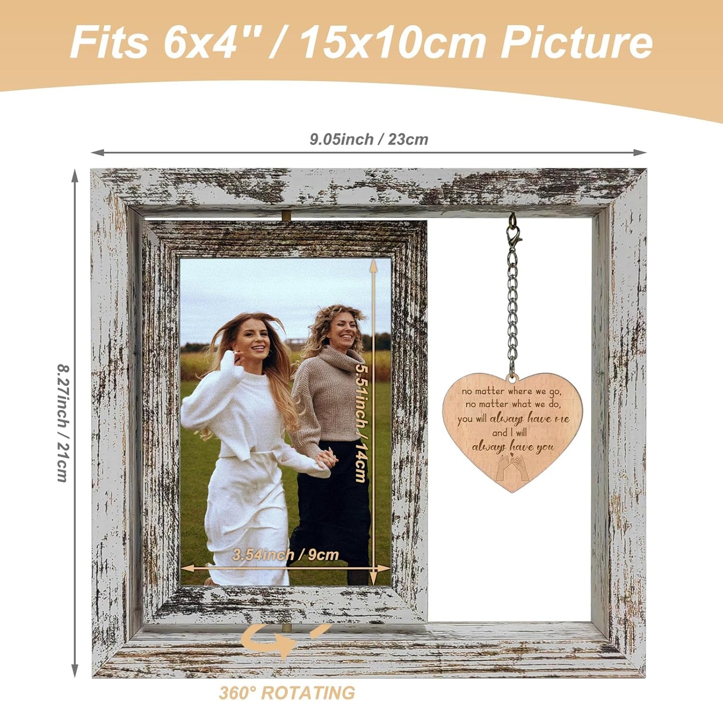 Friend Gifts for Women - No Matter Where We Go - No Matter What We Do - You Will Always Have Me and I Will Always Have You Wood Picture Frame Gifts for Friends Going Away Friendship (Dis Two 6x4 Inch)