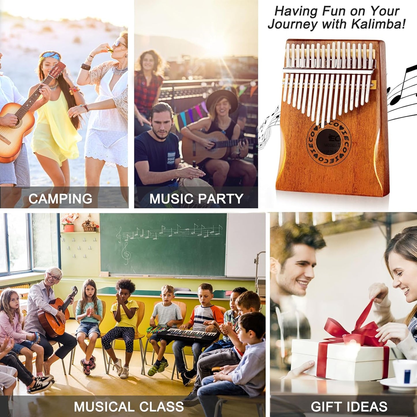 Kalimba Thumb Piano 17 Keys Portable Finger Piano Marimba Music Gifts for Adults Kids