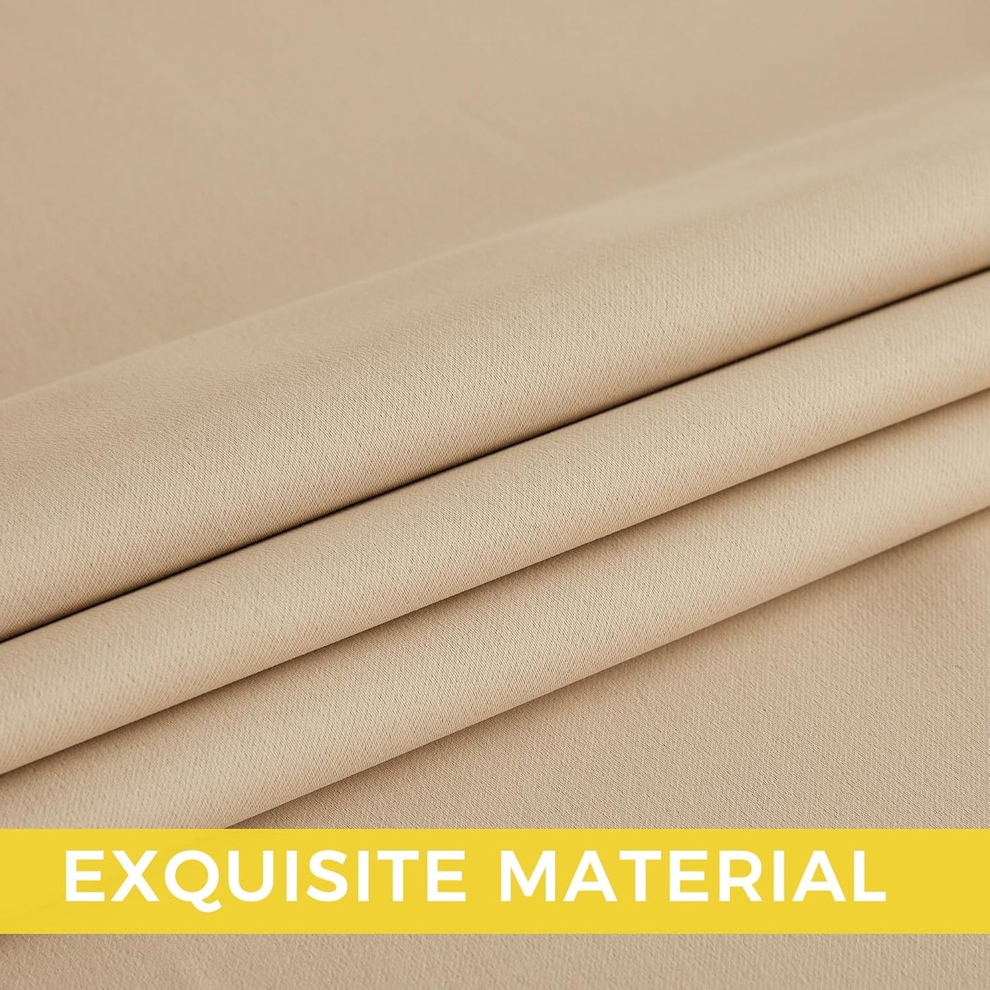 NICETOWN Biscotti Beige Blackout Curtains 72 Inches Long Thermal Insulated 2 Panels Set, W52 Soundproof Light Blocking Drapes for Living Room, Bedroom, Window, Girls Room, W52 x L72