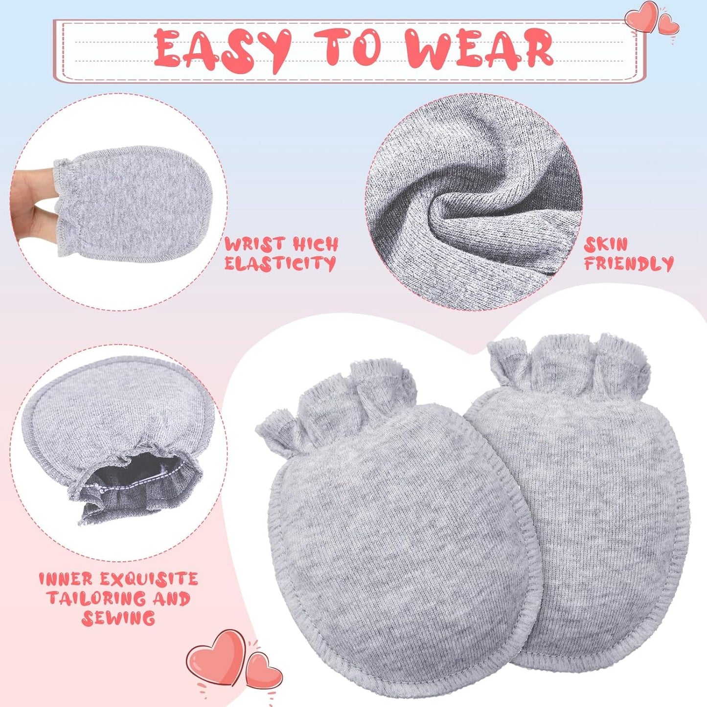 9 Pairs Newborn Baby Boys Girls Mittens 0-6 Months Infant Toddler Mittens No Scratch Solid Color Gloves