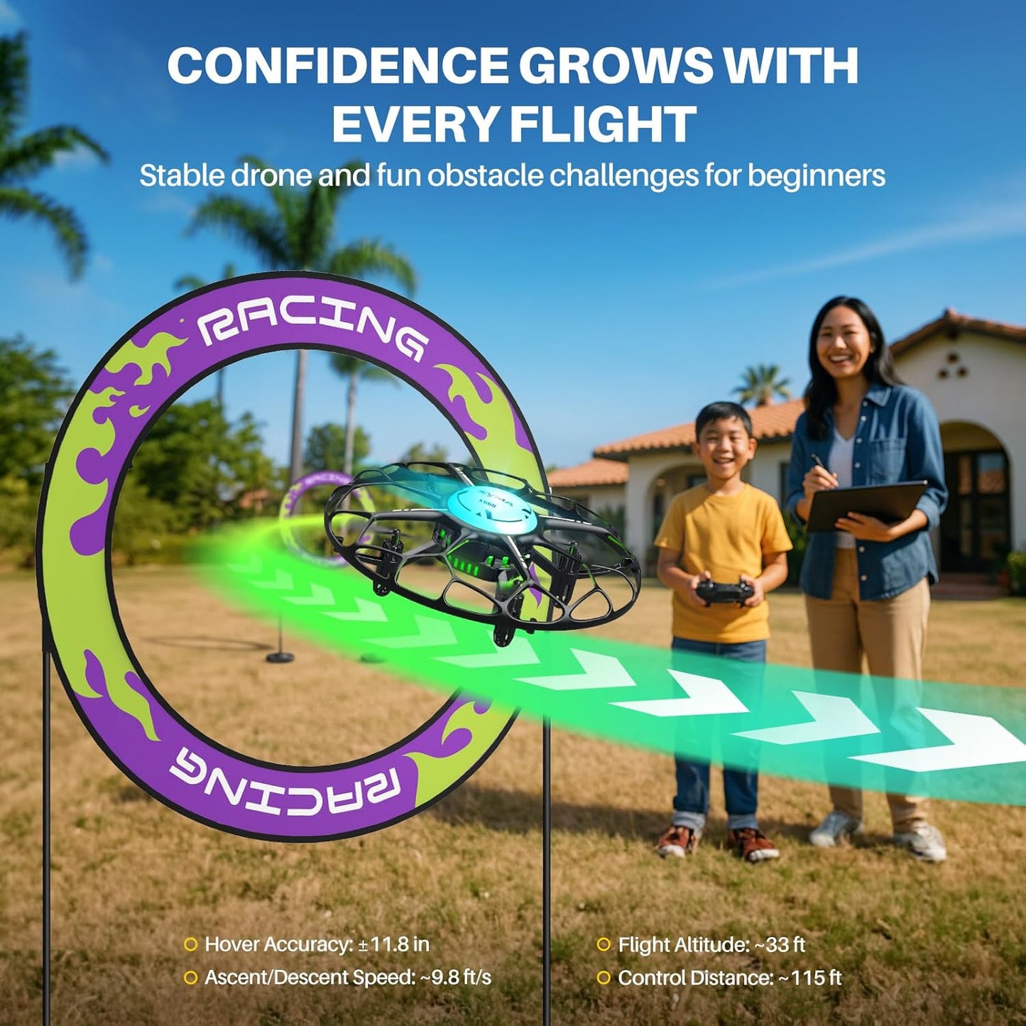 SYMA Drone for Kids with 7-Color LED Light, X660 Mini Drone with 3D Flip, Rotary Ascent, Headless Mode, Speed Switch and Full Protection RC Toys Gifts for Beginners Adults