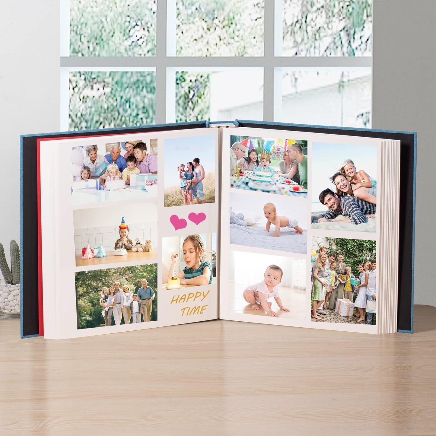 Large Photo Album Self Adhesive 4x6 8x10 10x12 Scrapbook Magnetic Album DIY Scrapbook Length 13 x Width 12.8 (Inches) 120 Sticky Pages Linen Cover DIY Photo Album(Sky blue)