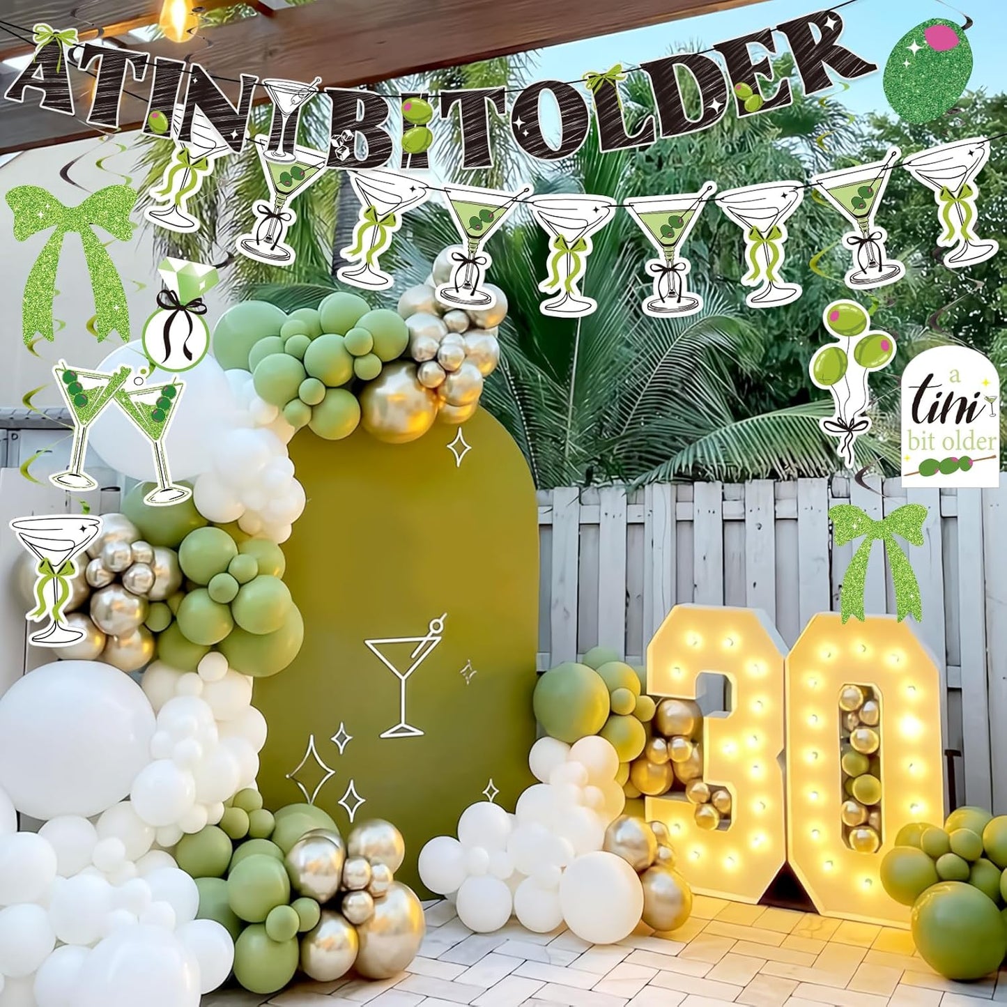 A Tini Bit Older Birthday Decorations, Pre-Strung Banners and 20 Hanging Swirls, Martini Party Decorations, Funny Adult Birthday Party Décor for Girls Women