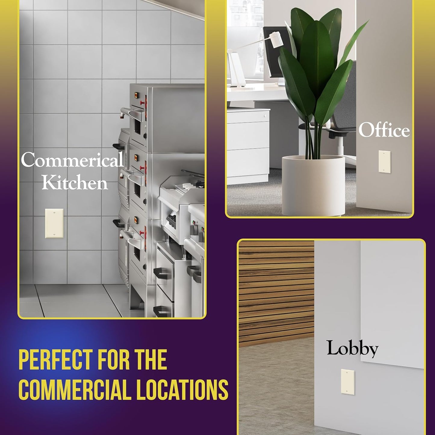 ENERLITES Blank Device Wall Plate, Gloss Finish, Standard Size 1-Gang 4.50" x 2.76", Polycarbonate Thermoplastic, 8801-LA, Light Almond