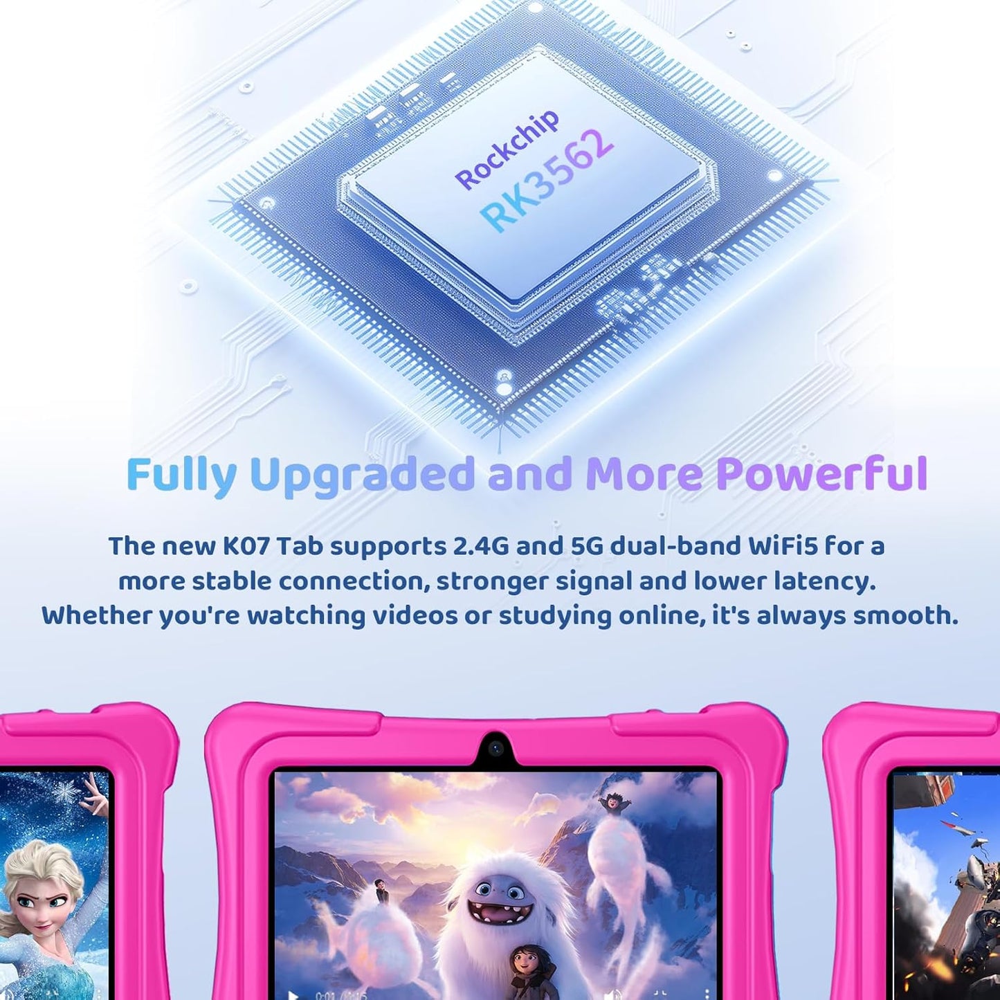 Kids Tablet, 7 inch Android 15 Tablet for Kids, 8GB+32GB 1TB Expand, Quad-Core Toddler Tablets with Shockproof Case, BT5.0, WiFi 5, Parental Control, Games, Dual Camera (Rose)