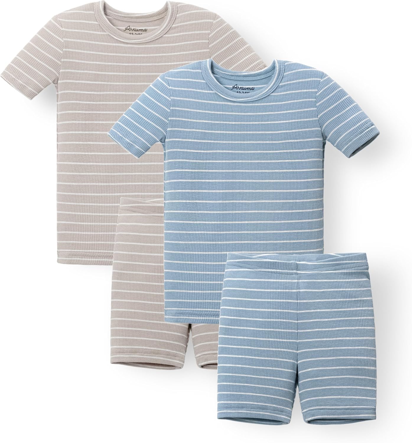 AVAUMA Stripe Pattern Baby Boys Girls Pajama Set Kids Toddler Snug fit Ribbed Sleepwear pjs for Daily Life Style