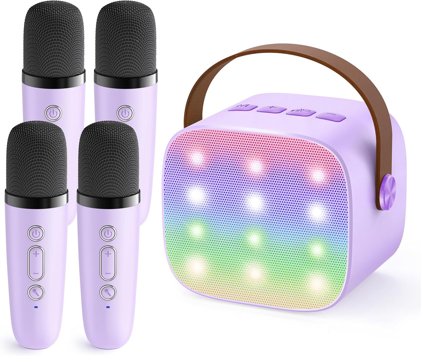 YLL Mini Karaoke Machine for Kids Adults: Portable Loud Speaker with 4 Wireless Microphones -Most Popular Birthday Party Gifts for Girls Boys 3, 4, 5, 6, 7, 8, 9, 10+ Year Old Toys(Purple)