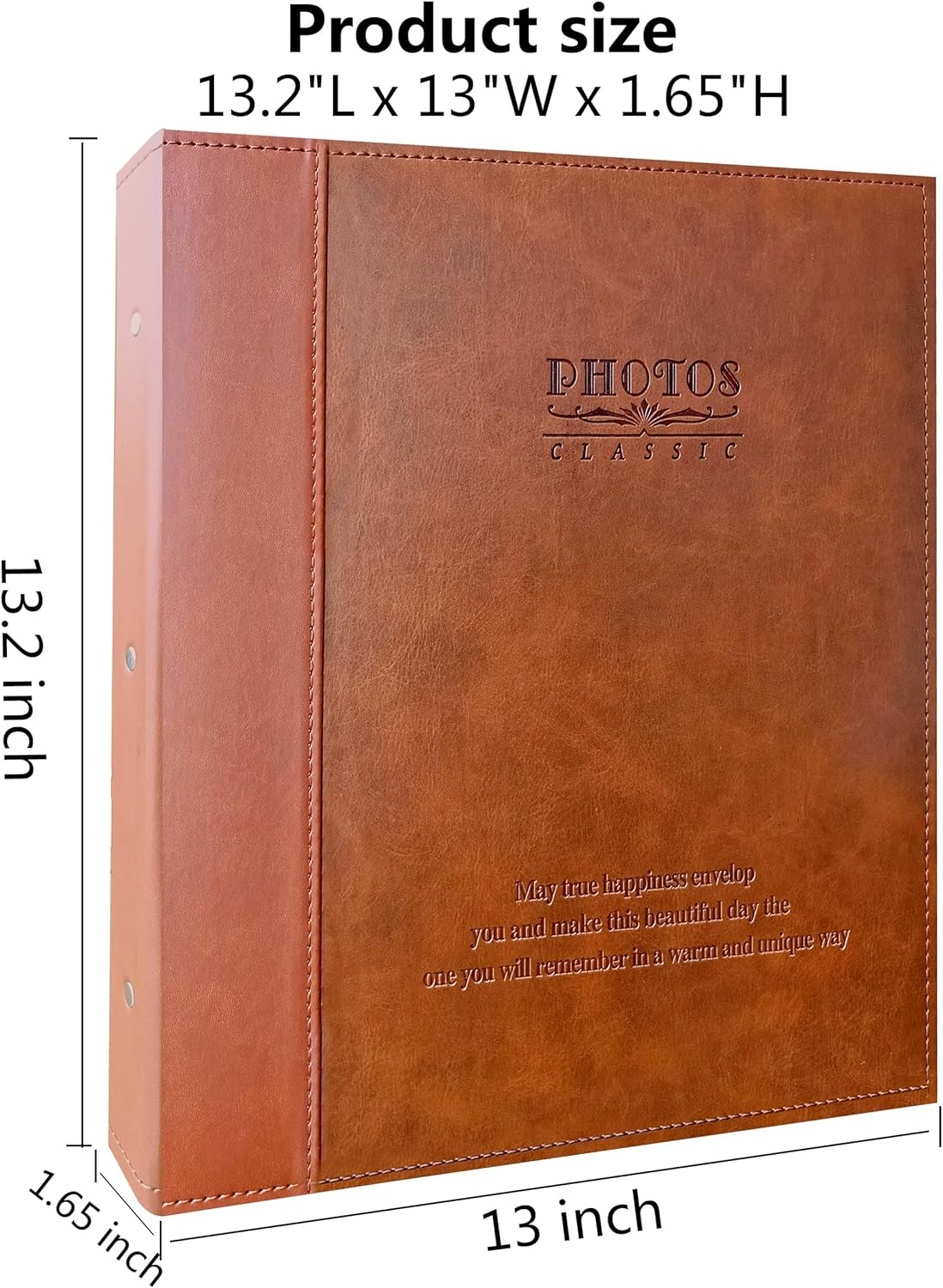 Magnetic Self-Stick Photo Album, Family Album, Leather Cover, Hand Made DIY Albums Holds 3x5, 4x6, 5x7, 6x8,8x10 Photos (Brown, Large)