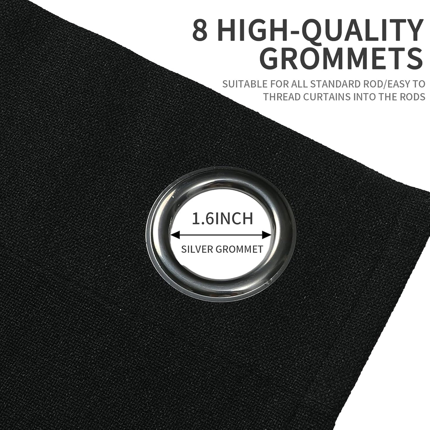 Joydeco Blackout Curtains 120 Inches Long 2 Panels Burg, Room Darkening Curtains for Bedroom, 100% Black Out Textured Thermal Drapes Privacy Protection 2 Panels Set(W52 x L120 Inch, Black)