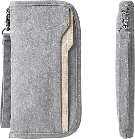 ZOPPEN Passport Holder Family RFID Passport Wallet, Passport Holder Women/Men, Travel Wallet Documents Organizer Zipper Case with Removable Wristlet Strap, Travel Essentials for Flying