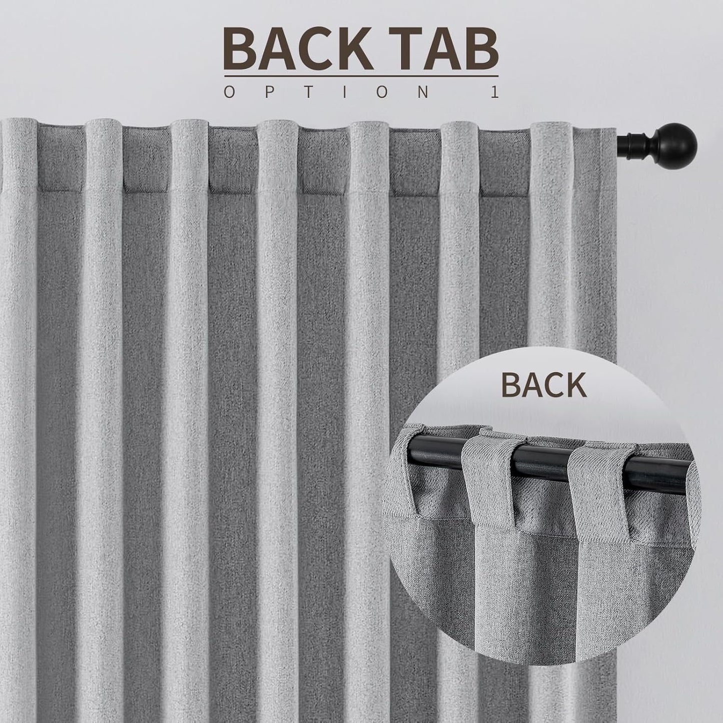 Joydeco Faux Linen Blackout Curtains for Bedroom,Light Grey Blackout Curtains 90 inches Long,100% Blackout Solid Thermal Insulated Window Drapes Luxury Decor for Living Room（W52xL90 Inch,Light Grey）