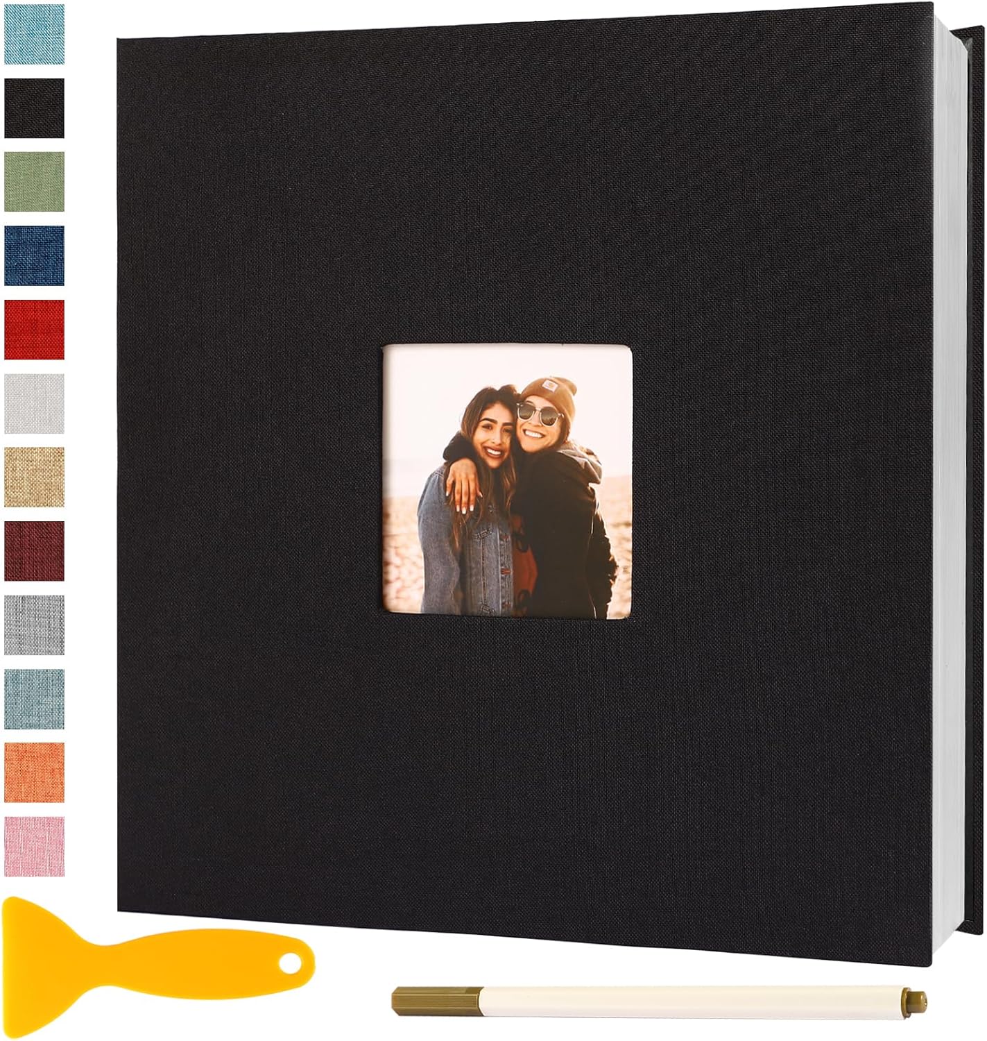 Photo Album Self Adhesive Pages Scrapbook Magnetic Photo Albums for 4x6 5x7 8x10 Pictures Sticky Pages Books for Baby Family Wedding 13.2x12.8 Black 40 Pages