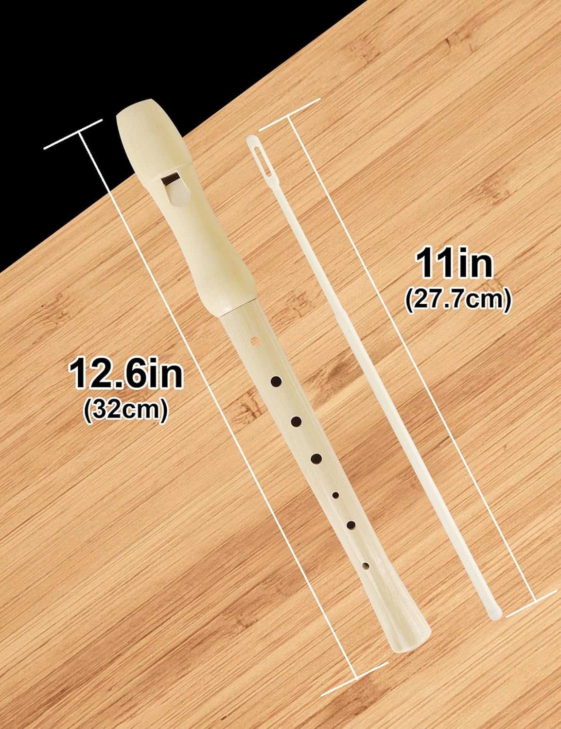 Mr.Power Maple Wooden Soprano Recorder, C Key German Style Fingering 8 Holes 2 Piece School-Approved Musical Instrument Pupil Student Educational (Wood Color)