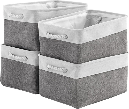 Storage Basket 16x12x8 inch Fabric Sturdy Canvas Storage Bins Organizer with Handles for Clothes and Storage Foldable Storage Boxes Cubes