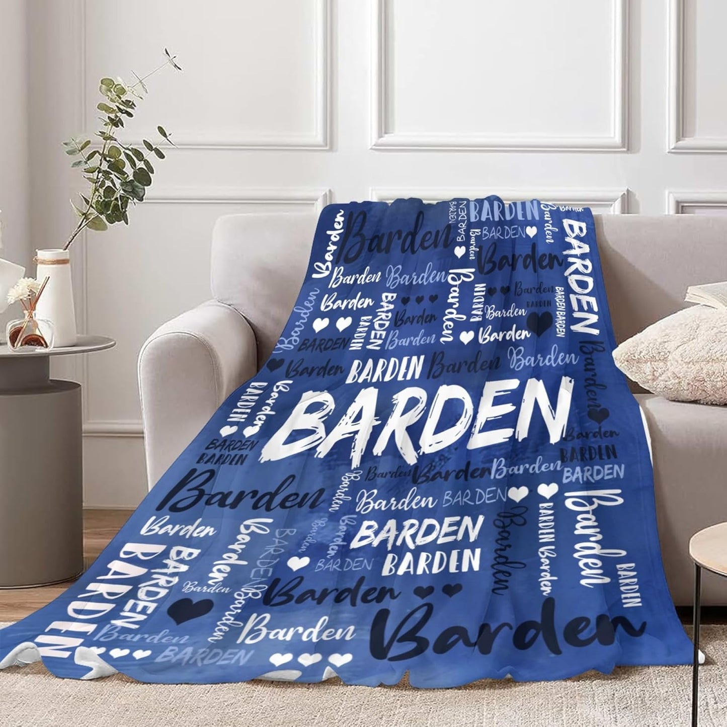 Custom Blanket Personalized Name Throw Customized Blanket with Name Text for Adult Kid