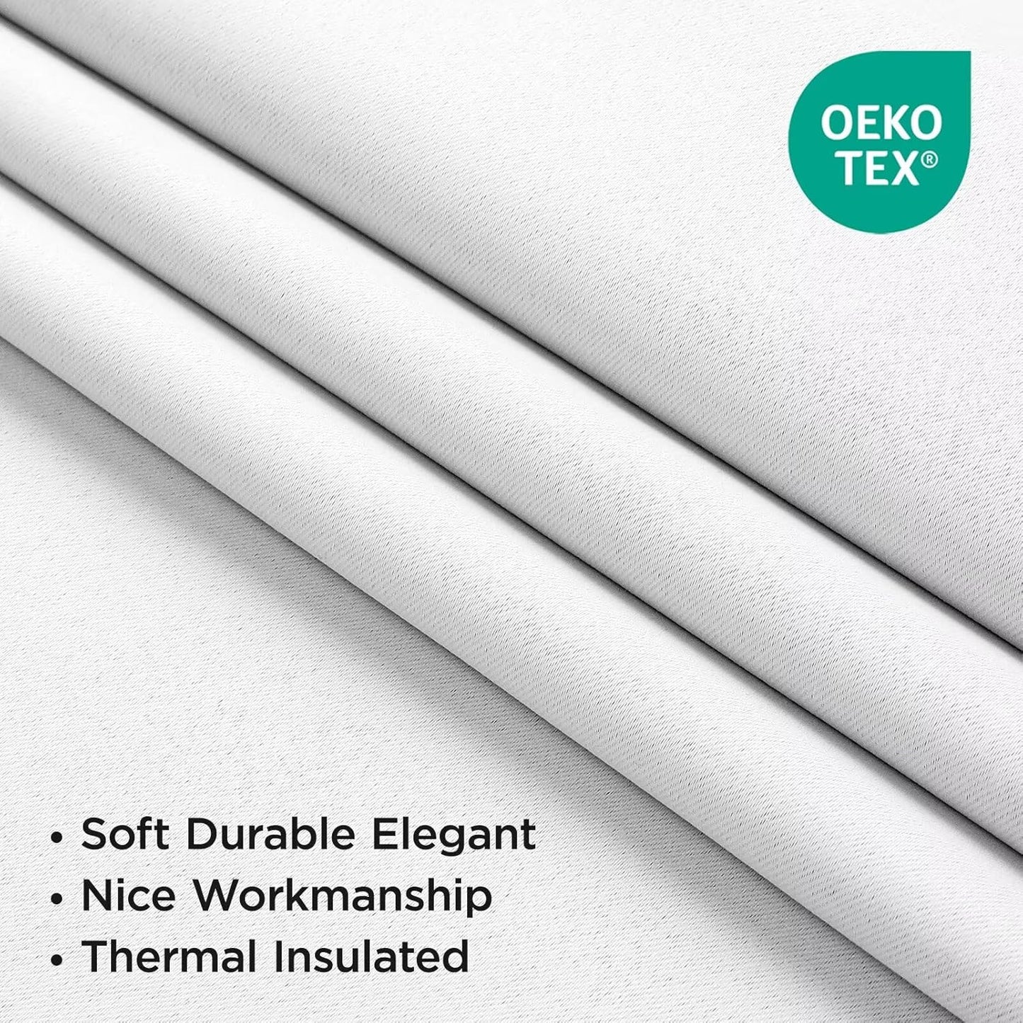 Joydeco 96 Inch 60% Blackout White Curtains 2 Panels, Elegant Semi Sheer Curtains for Bedroom, Thermal Insulated Black Out Drapes for Living Room, Rod Pocket Back Tab Drapes(W52 x L96 Inch,Pure White)