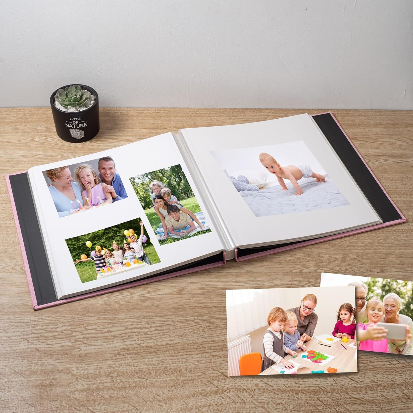 Photo Album Self Adhesive Scrapbook Album for 4×6 Pictures DIY Magnetic Linen Cover Album 30 Blank Pages for Family Wedding, Birthday, Christmas, Anniversary (Pink)