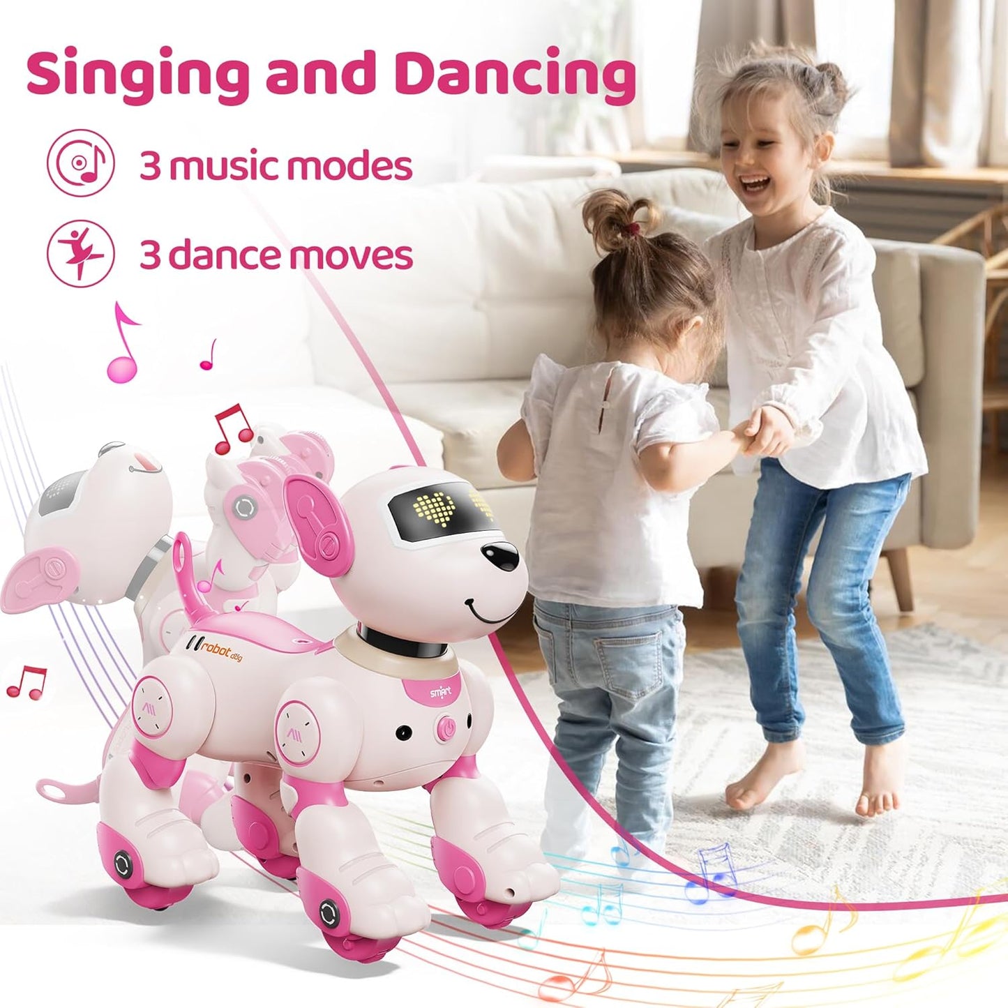 Programmable RC Robot Dog Toy with Voice for Kids, 2.4GHz Remote Robot Pet with Touch Sensors, Remote Control Robot Dog Toy Over 20+ Responses, Robot Birthday Gift Toys for Girls