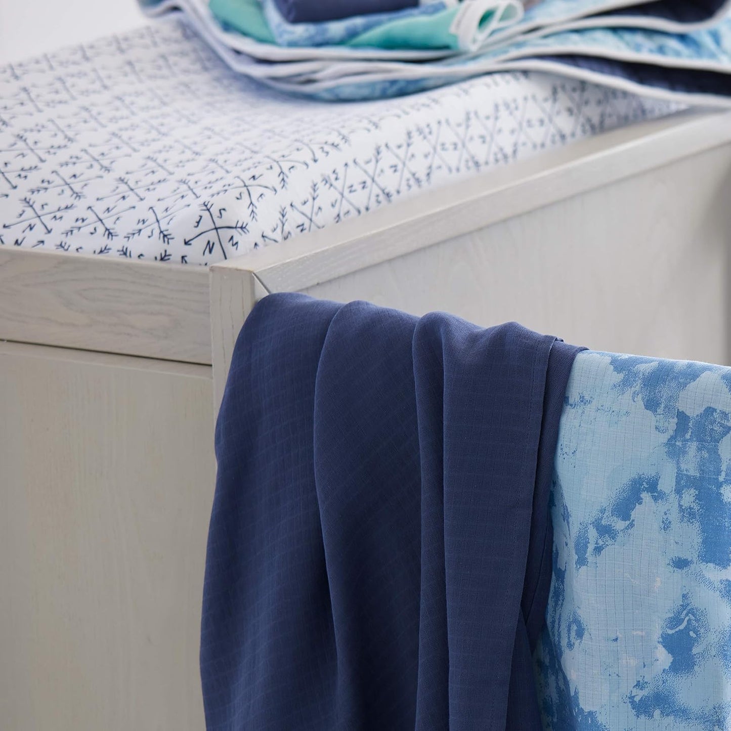 HonestBaby unisex baby Organic Cotton Changing Pad Covers (Set of Two) Winter Accessory Set, Compass/Navy, One Size US