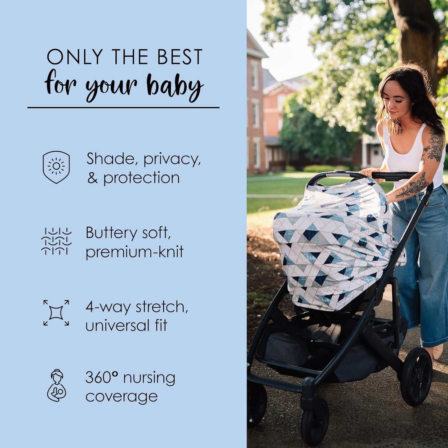 Milk Snob Original 5-in-1 Cover - Nursing Cover for Breastfeeding - Baby Car Seat Cover, Carseat Canopy & Stroller - Essential All-in-One Cover - Gift for Mom, Baby (Levi)