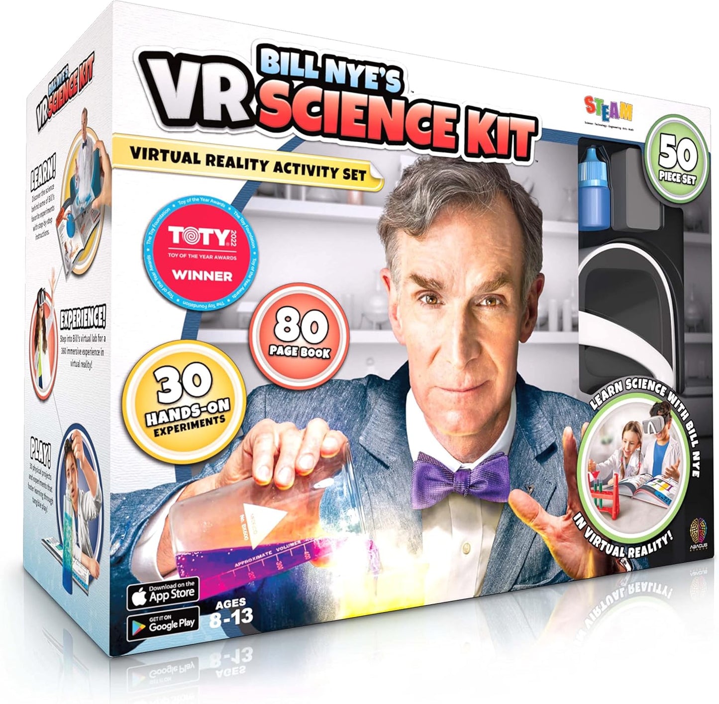 Bill Nye's VR Science Kit - Virtual Reality Kids Science Kit, Book and Interactive STEM Learning Activity Set (Full Version - Includes Goggles) - for Ages 8 and Up