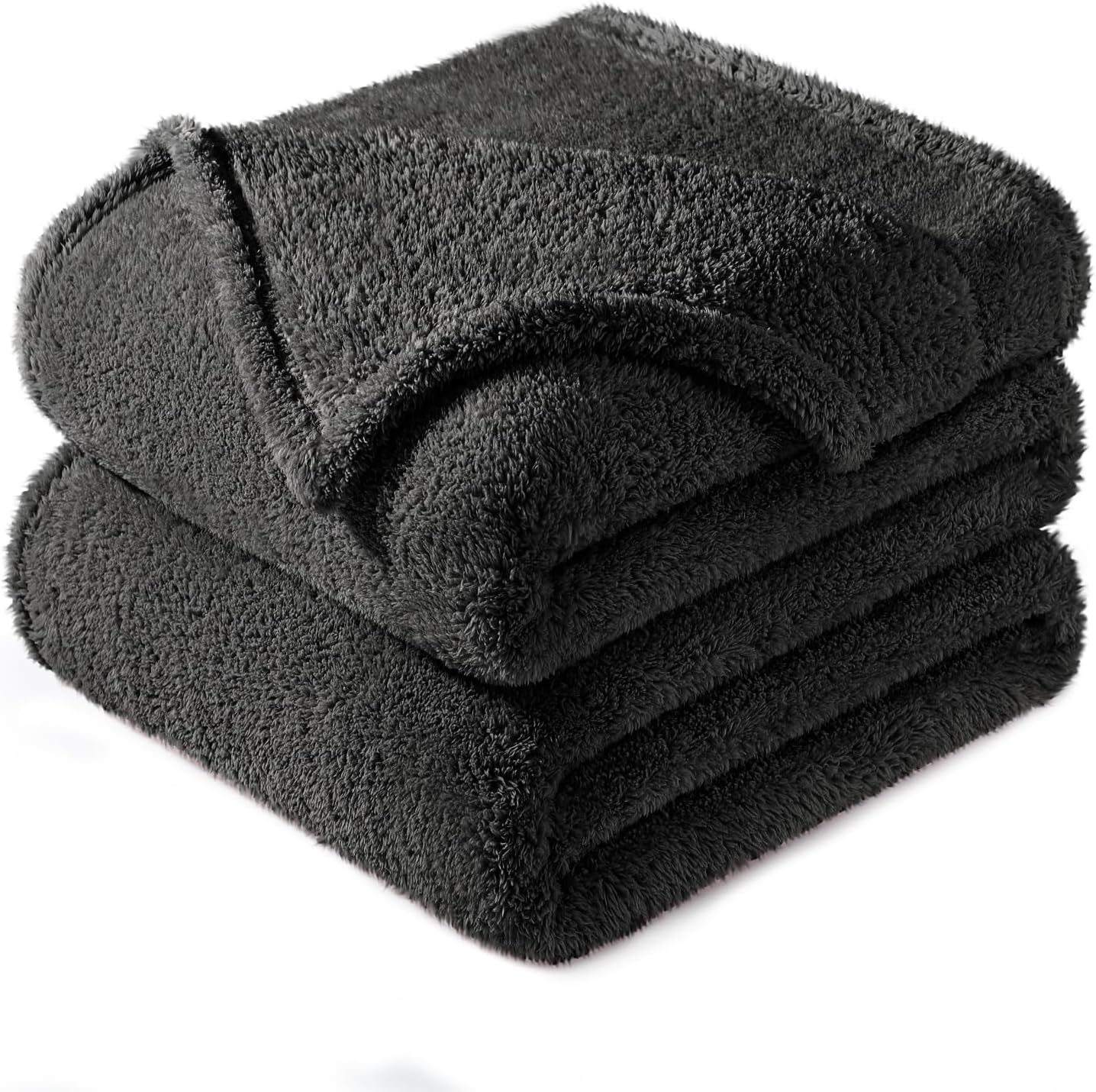 Exclusivo Mezcla Twin Size Flannel Fleece Blanket, Super Soft Velvet Plush Bed Blanket, Fuzzy Cozy and Warm for All Seasons, 60x80 Inches, Dark Grey