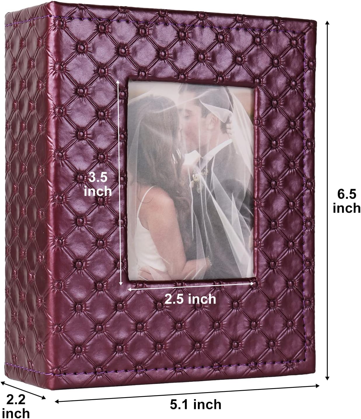 RECUTMS Photo Album 4x6 100 Pockets Photos, Button Grain PU Leather Photo Books Small Picture Album for Baby Family Wedding Christmas Photo Albums Holds 100 Vertical Photos （Wine Red）