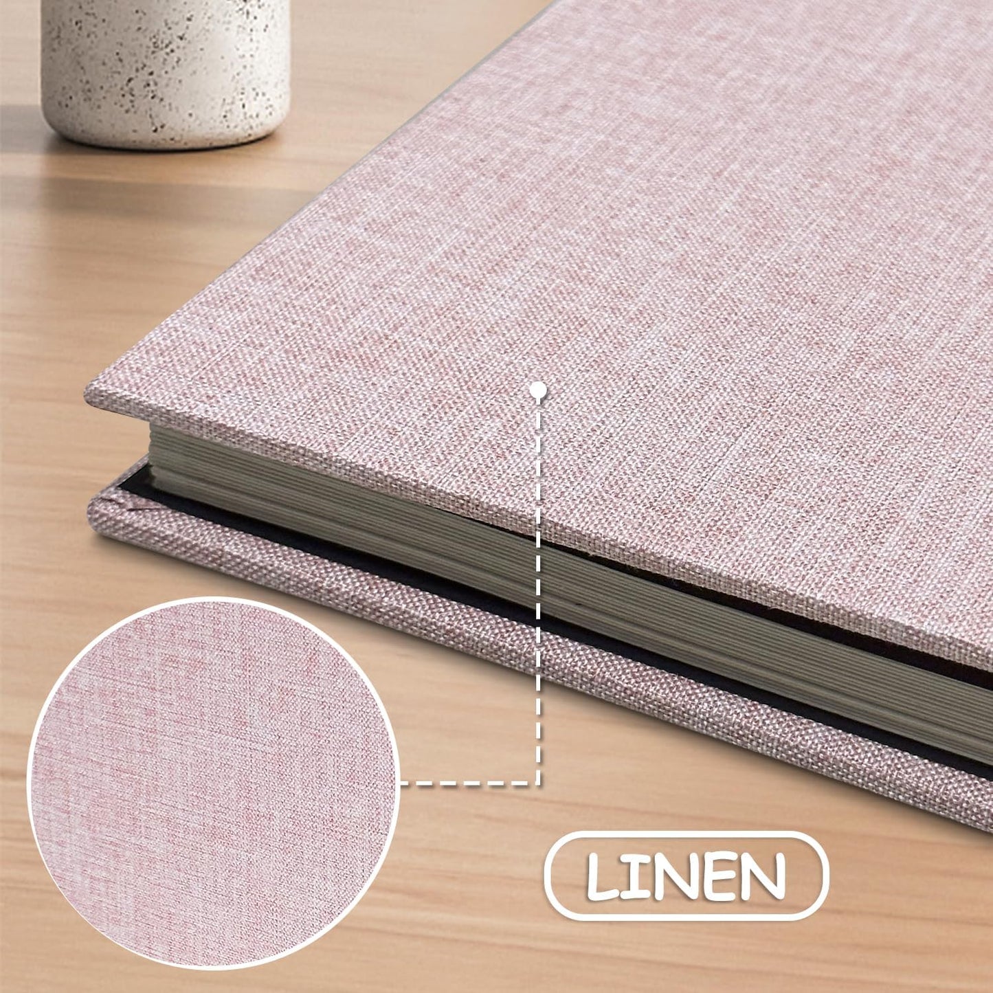 Large Photo Album Self Adhesive Scrapbook Album for 4×6 5×7 8×10 Pictures DIY Magnetic Linen Cover Album 40 Pages for Family Wedding Gifts with Metal Pen and Plastic Board