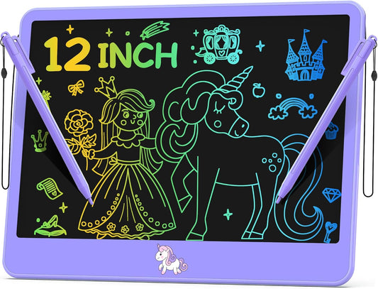 Hockvill LCD Writing Tablet for Kids 12 Inch, Kids Learning Toys Drawing Pad for Girls Boys, Unicorn Doodle Board for Toddlers 3 4 5 6 7 8 Year Old Travel Essentials, Christmas Birthday for Kids