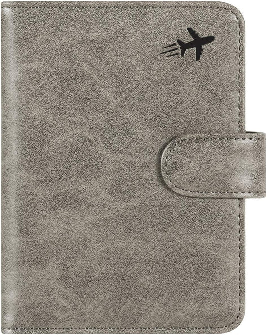 Passport Holder Cover Wallet RFID Blocking Leather Card Case Travel Accessories for Women Men (#Grey)