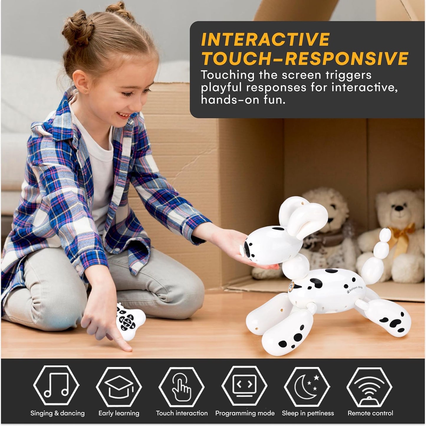 Top Race Remote Control Robot Dog - Smart Robotic Puppy Toy for Toddler - Fun Interactive RC Dogs - Durable Plastic Material - Versatile Educational Entertainment - White Dog Robot