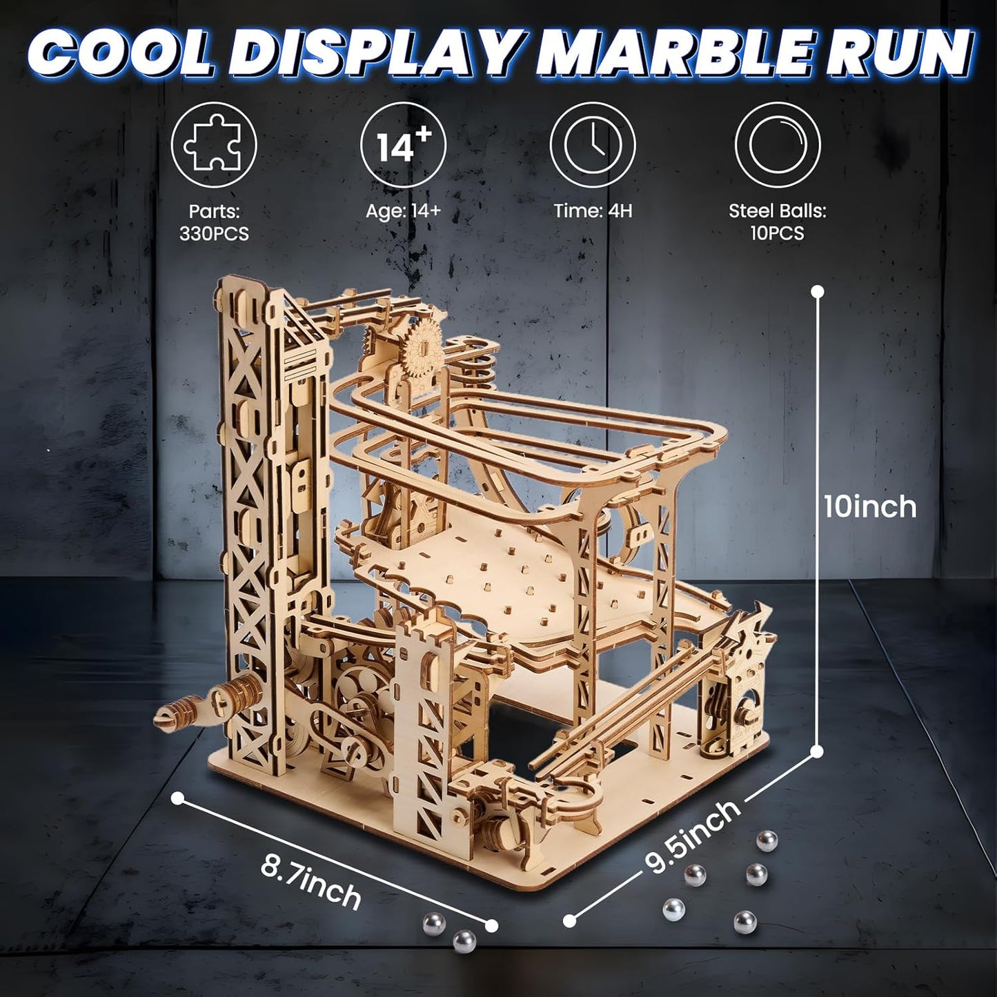 3D Wooden Puzzles for Adults: 371pcs Marble Run Model Building Kits Toys for Ages 14+ - DIY Crafts Brian Teaser Marble Run Wooden Puzzles with Roller Coaster Building Set - Gift for Adults