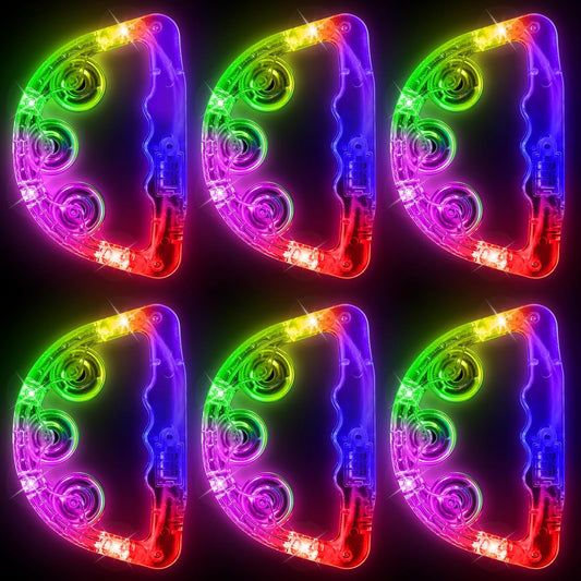 Aywewii LED Tambourine, Light Up Toys Handheld Musical Flashing Tamborine Sensory Toys Autism Toys Party Supplies for Birthday Anniversaries Gifts for Kids Adults Teens (6 Pack)