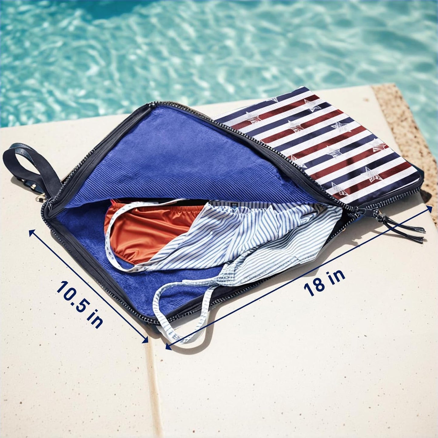 Wet Bag, Wet Dry Bag, Wet bag for swimsuit,Travel, Beach, Pool, Diapers, Dirty Yoga Gym Clothes, Waterproof Embedded Towel Wet Bag(Fleece)-Leakproof Wet Clothes Bag, Beach Travel Essentials