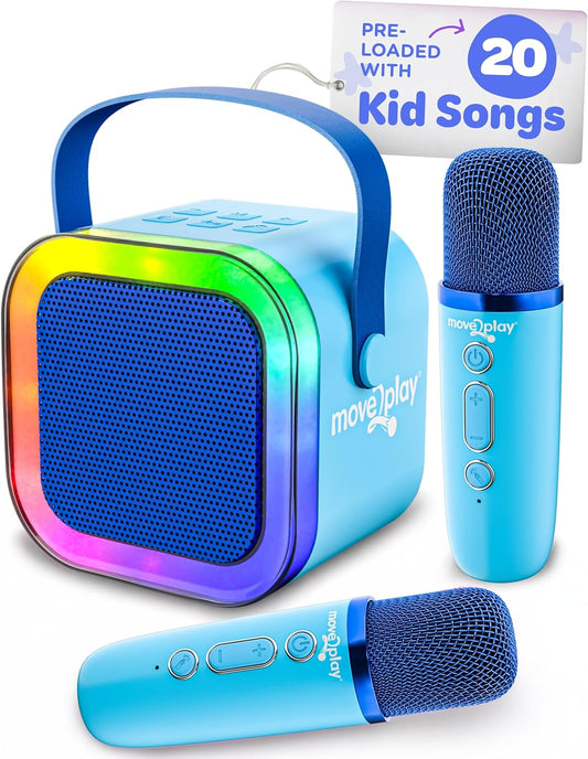 Move2Play, Karaoke Machine for Kids | Includes 20+ Kid Songs | 2 Microphones | Connect with Bluetooth | 3, 4, 5, 6, 7+ Year Old Gift | Toy for Girls, Boys, & Toddler | Birthday Present