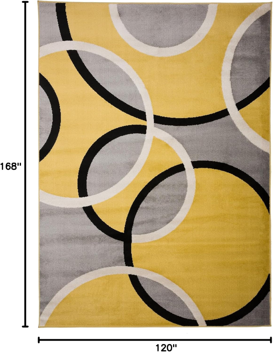 Rugshop Contemporary Abstract Circles Easy Maintenance for Home Office,Living Room,Bedroom,Kitchen Soft Area Rug 10' x 14' Yellow